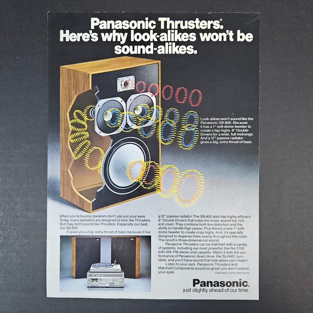 1979 Panasonic Thrusters SB-800 Vintage Print Ad Home Stereo Components Speakers